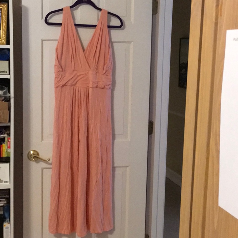 EUC,IMAN,1XP,Cotton,peach color,step in design,gathered waist,maxi dress
